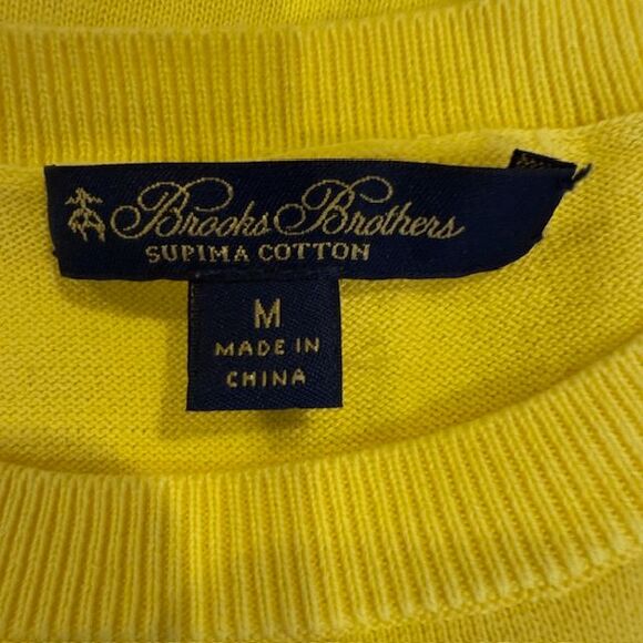 Brooks Brothers Supima Cotton Yellow Sleeveless Sweater Top Crew Neck Medium - Picture 4 of 8